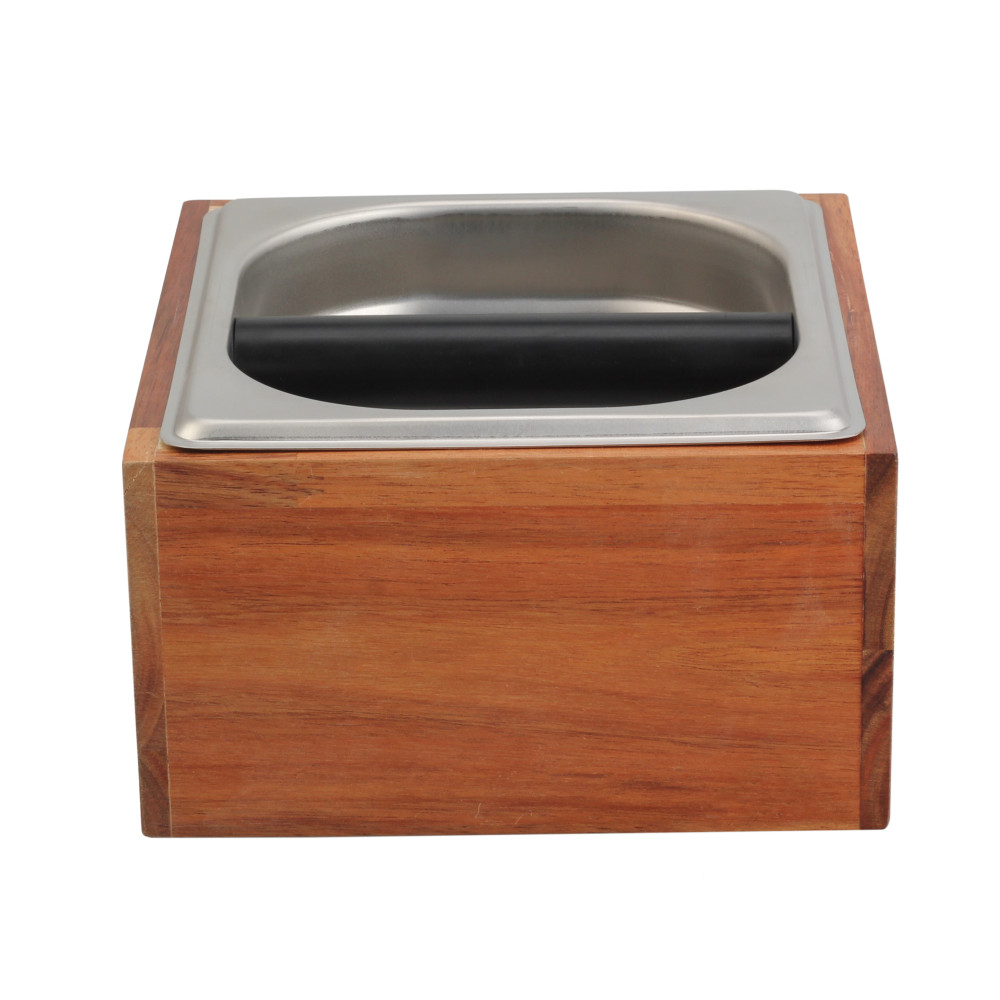Stainless Steel And Wood Bin for Espresso Machine Coffee Grounds — 5