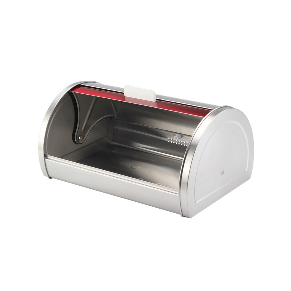 Metal Bread Box Set - Roll Up Cover Bread Storage Container with Stainless Steel Body for Kitchen Organizer — 4