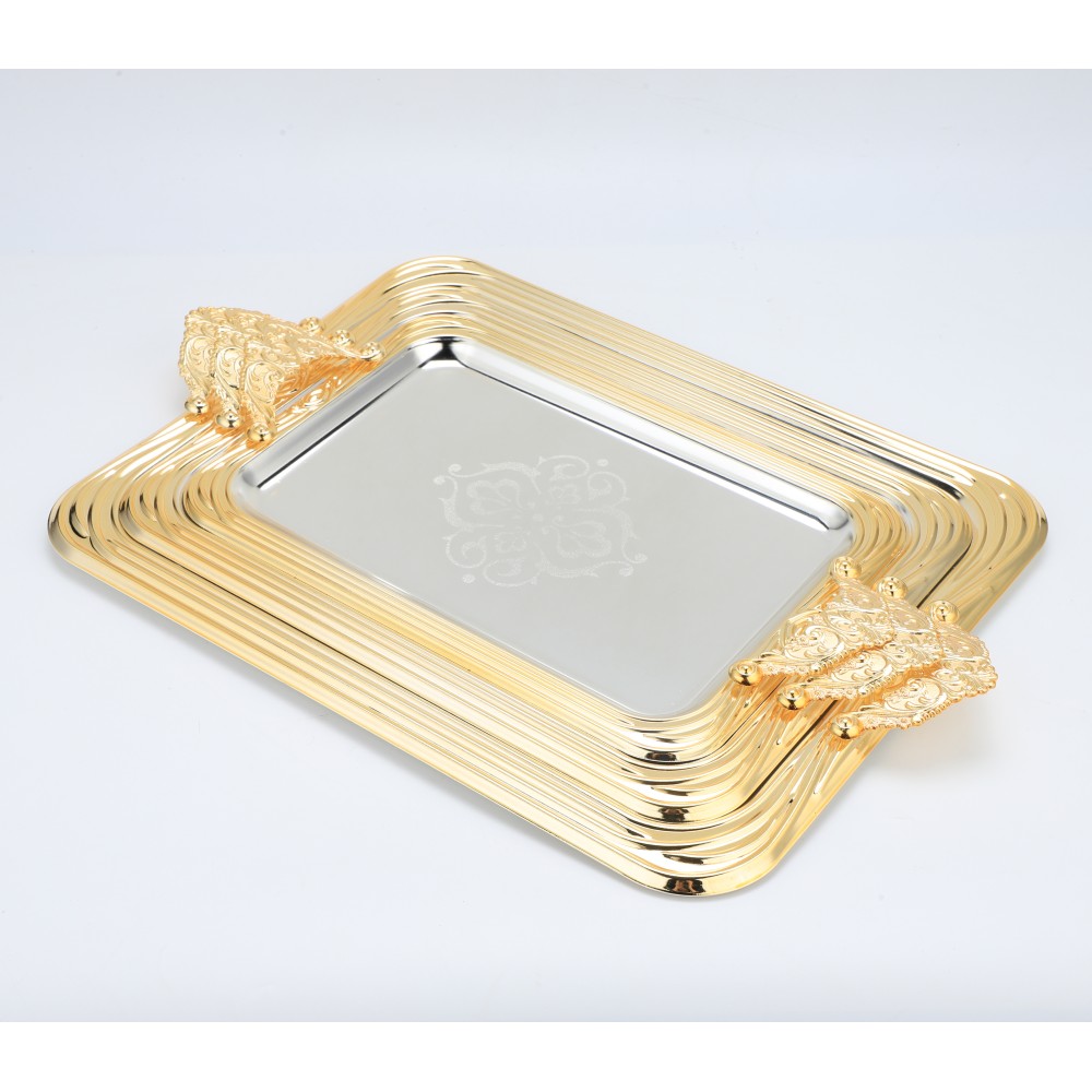 Round Side Rectangular Iron Tray — 4