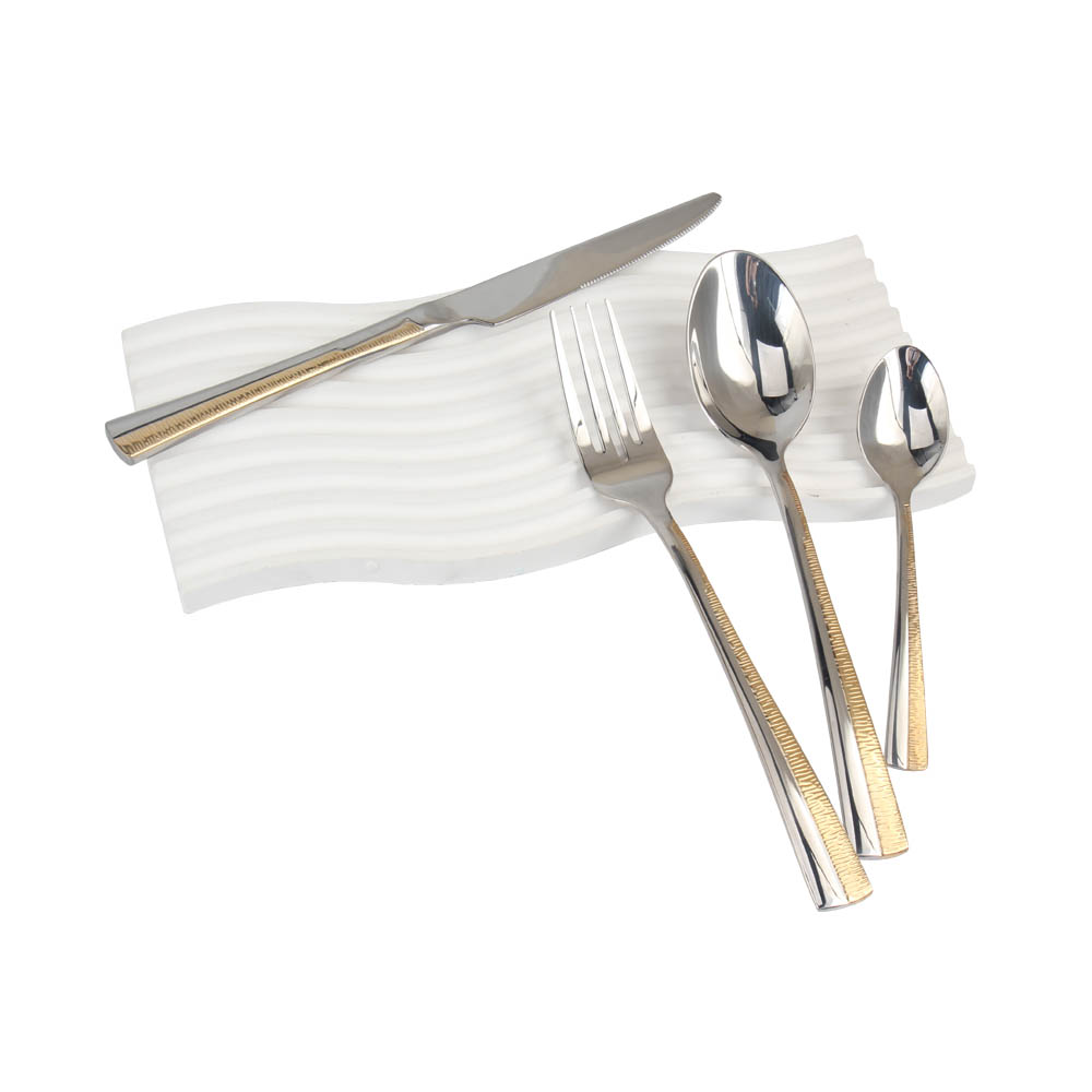 Stainless Steel Flatware Set,Fine Flatware Set with Serving Utensils, Dishwasher Safe (65, Gold Accent) — 3