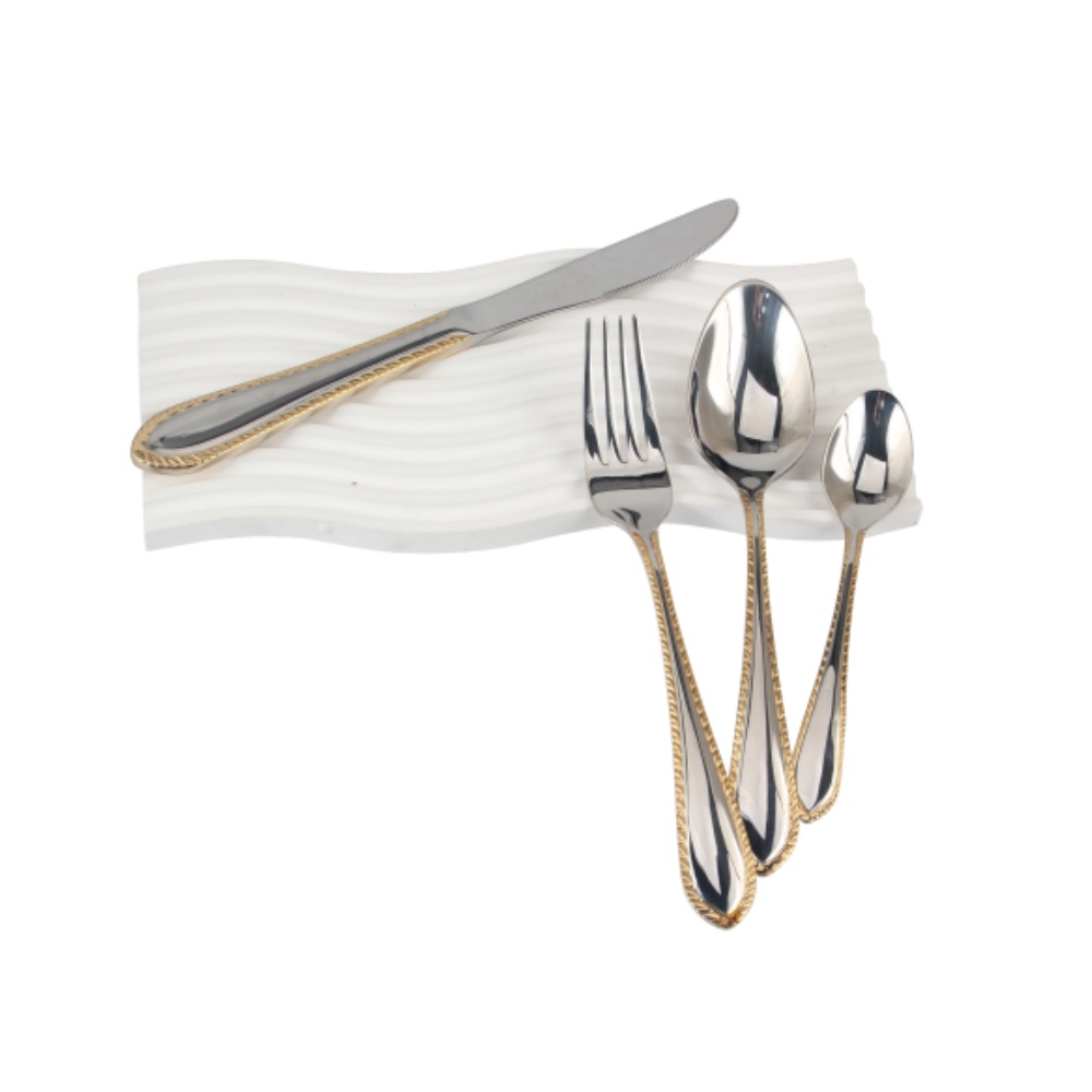 Gold Accent 4-pcs Set Stainless Steel Flatware set Dishwasher Safe — 4