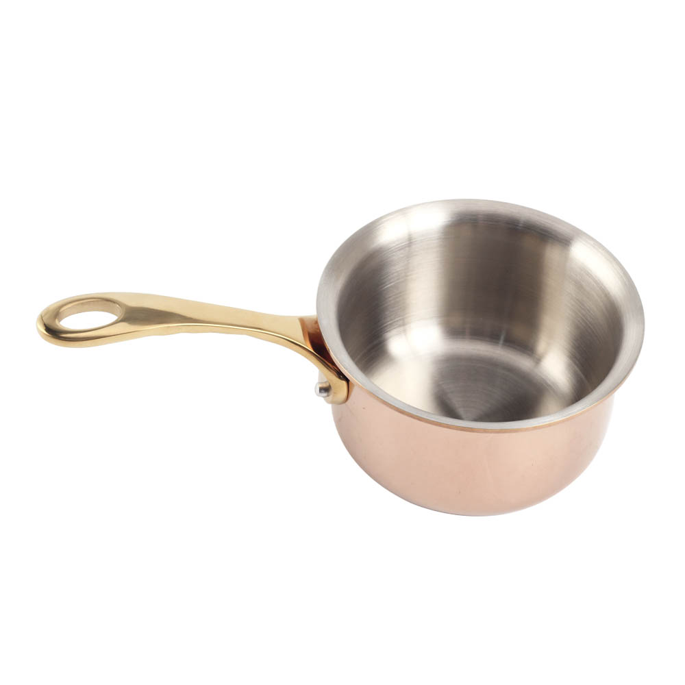 Tri-Ply Stainless Steel Mini Sauce Pot With Golden Handle — 3