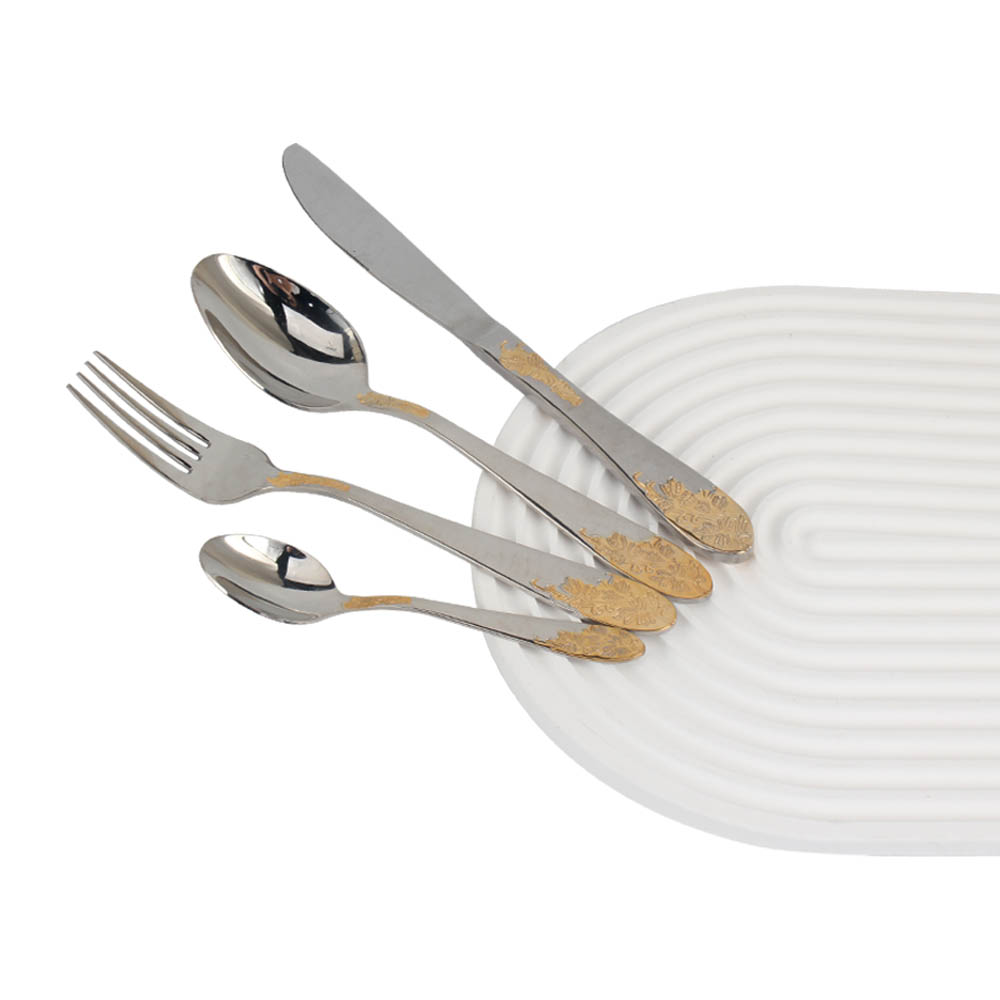 Stainless Steel Flatware Set, Mirror Polished Cutlery Set Utensil Set, Tableware Include Forks Spoons Knives for Home Restaurant, Beaded Handle — 6