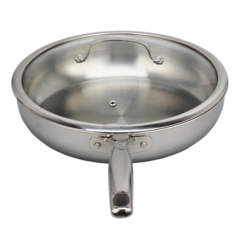 Stainless Steel Tri-Ply Frying Pan With Glass Lid Compatible With All Stovetops — product information