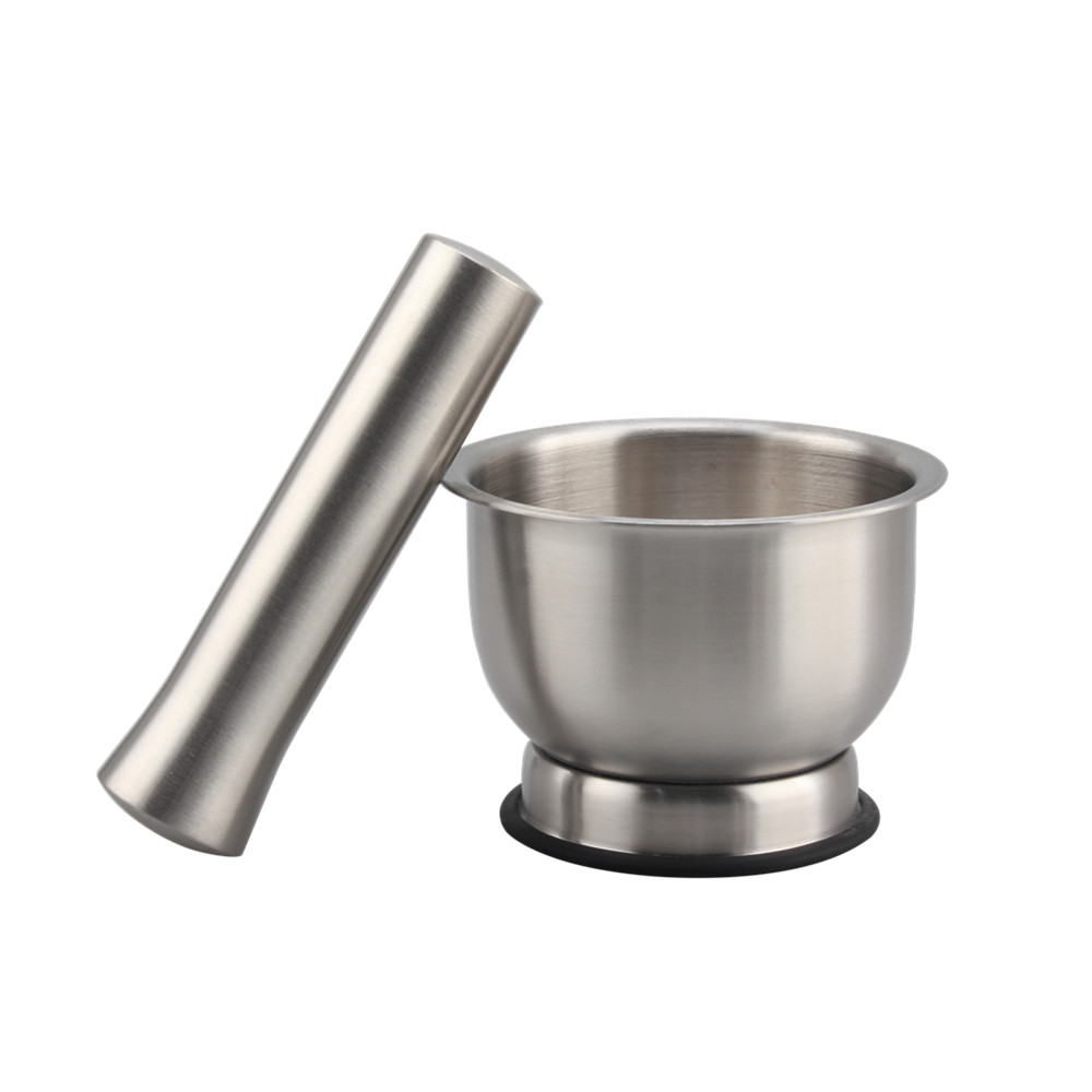 Stainless Steel Mortar and Pestle Set with Lid for Spice Medicine Grinder Coffee Bean Crusher — 2