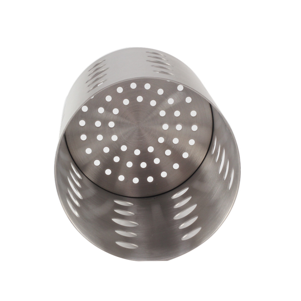 Round Stainless Steel Utensil Holder - Silver Caddy & Organizer for Drying Cooking Spoons — 3