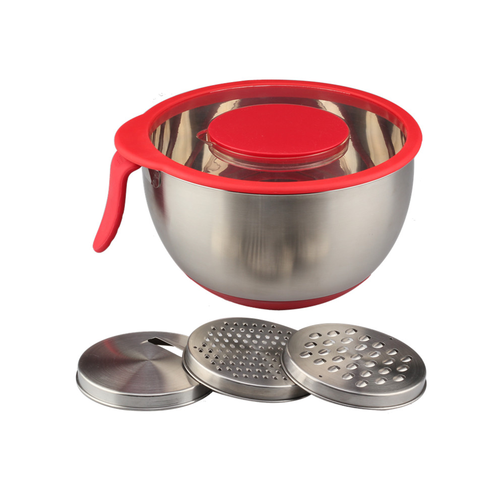 Stainless Steel Mixing Bowl Set With Long Handle — 3