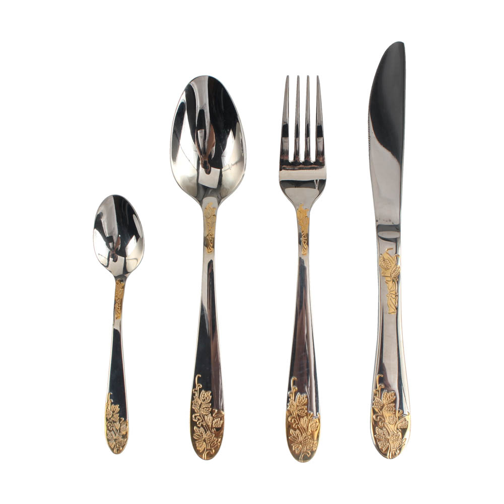 Stainless Steel Flatware Set, Mirror Polished Cutlery Set Utensil Set, Tableware Include Forks Spoons Knives for Home Restaurant, Beaded Handle — 2