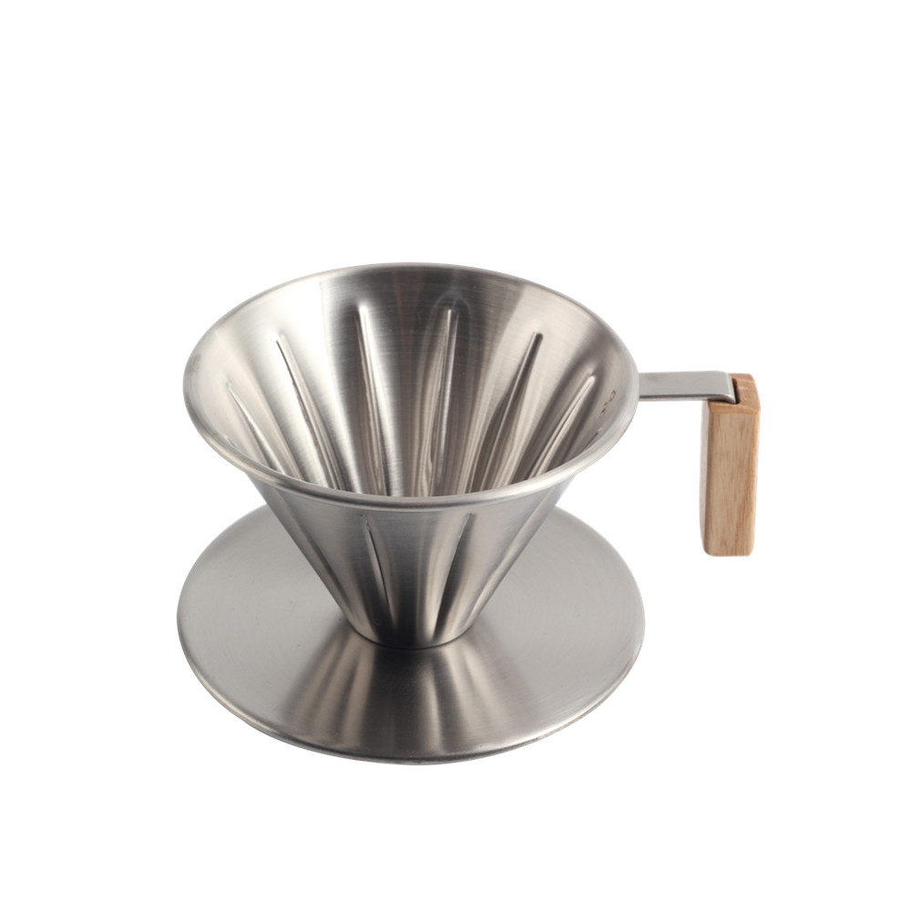Wood Handle, Metal Reusable Drip Coffee Filter — 5