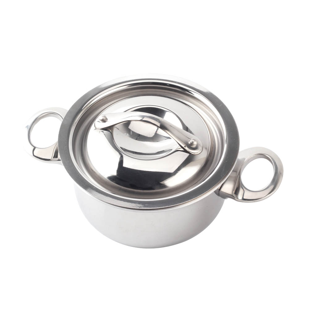 Silver Triply Mini Stainless Steel  Sauce Pot With Cover — 3