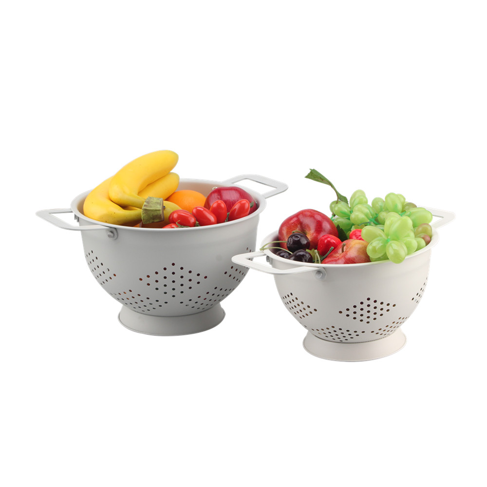 Metal Colander Set Of 2, Strainer Basket With Handles