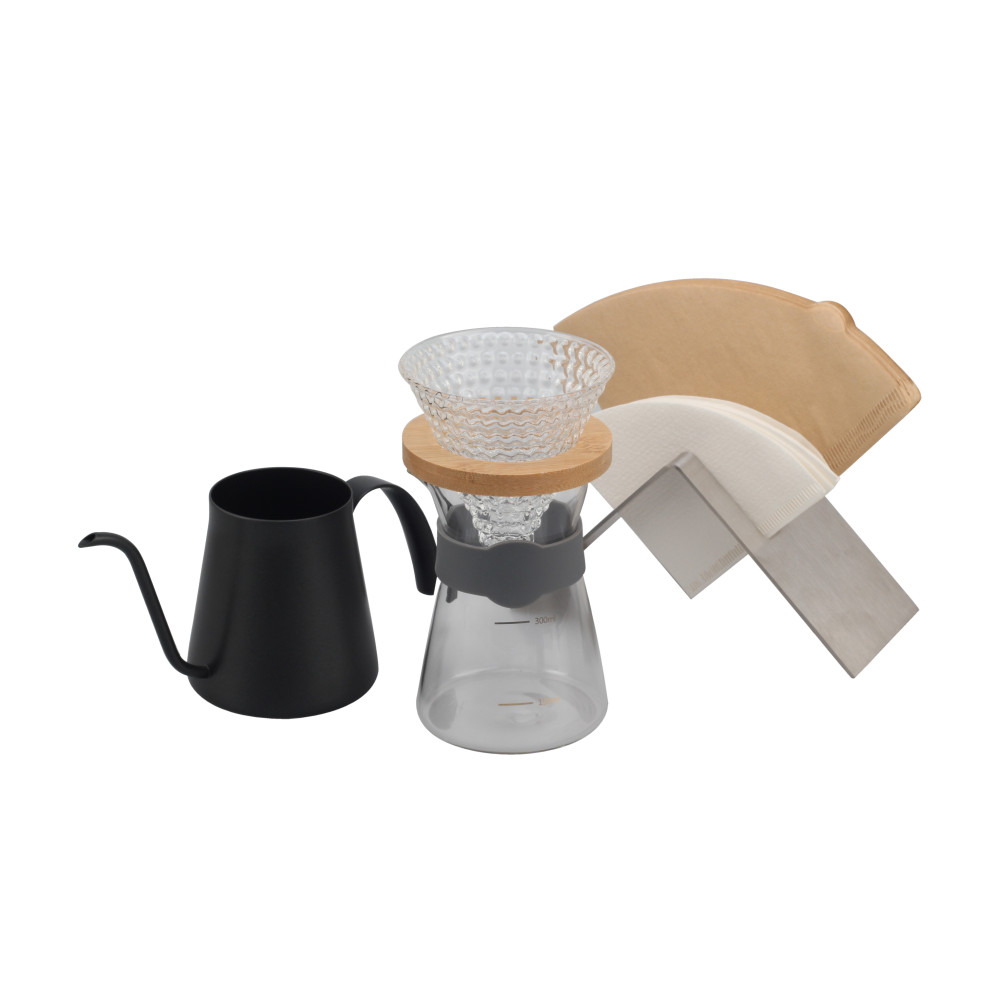 Borosilicate Glass Carafe With Filter, Drip Coffee Brewer Pour Over Set — product information