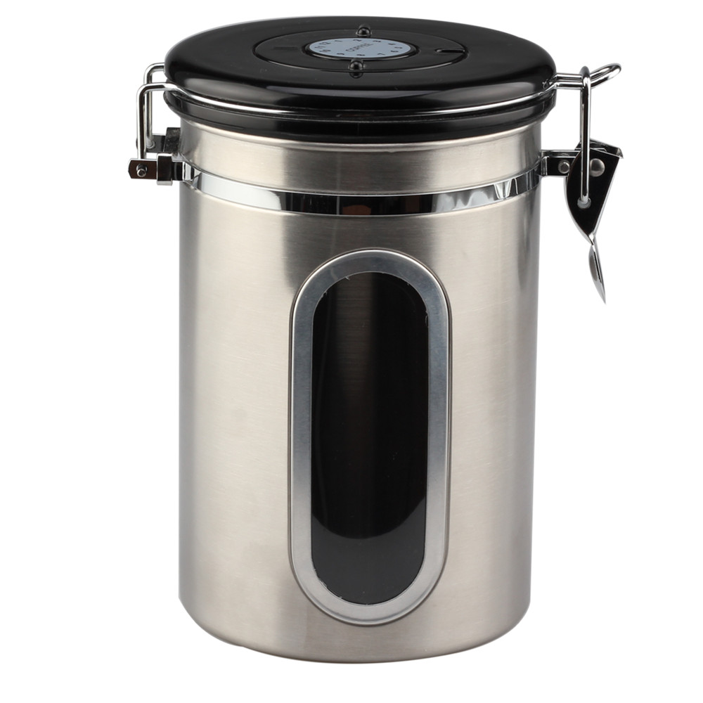 Coffee Canister With Window, Airtight Stainless Steel Kitchen Food Storage Container With Lids — 5