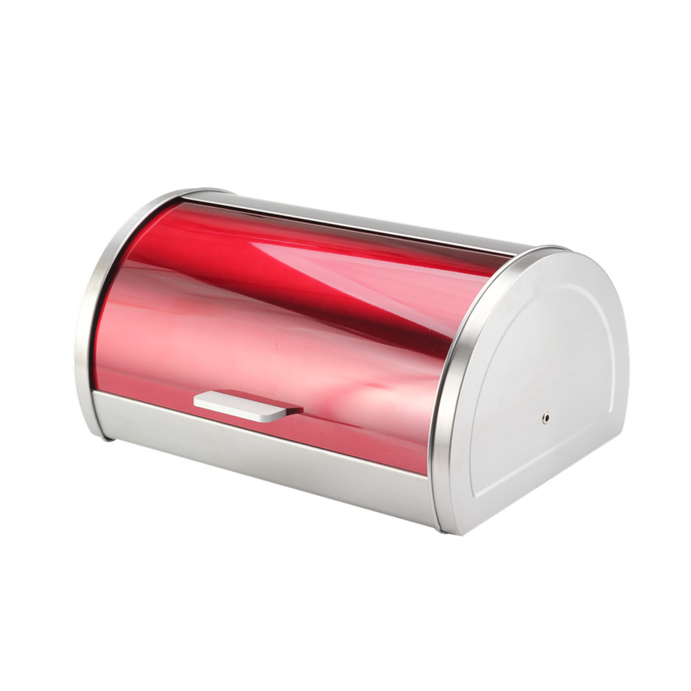 Metal Bread Box Set - Roll Up Cover Bread Storage Container with Stainless Steel Body for Kitchen Organizer — 6