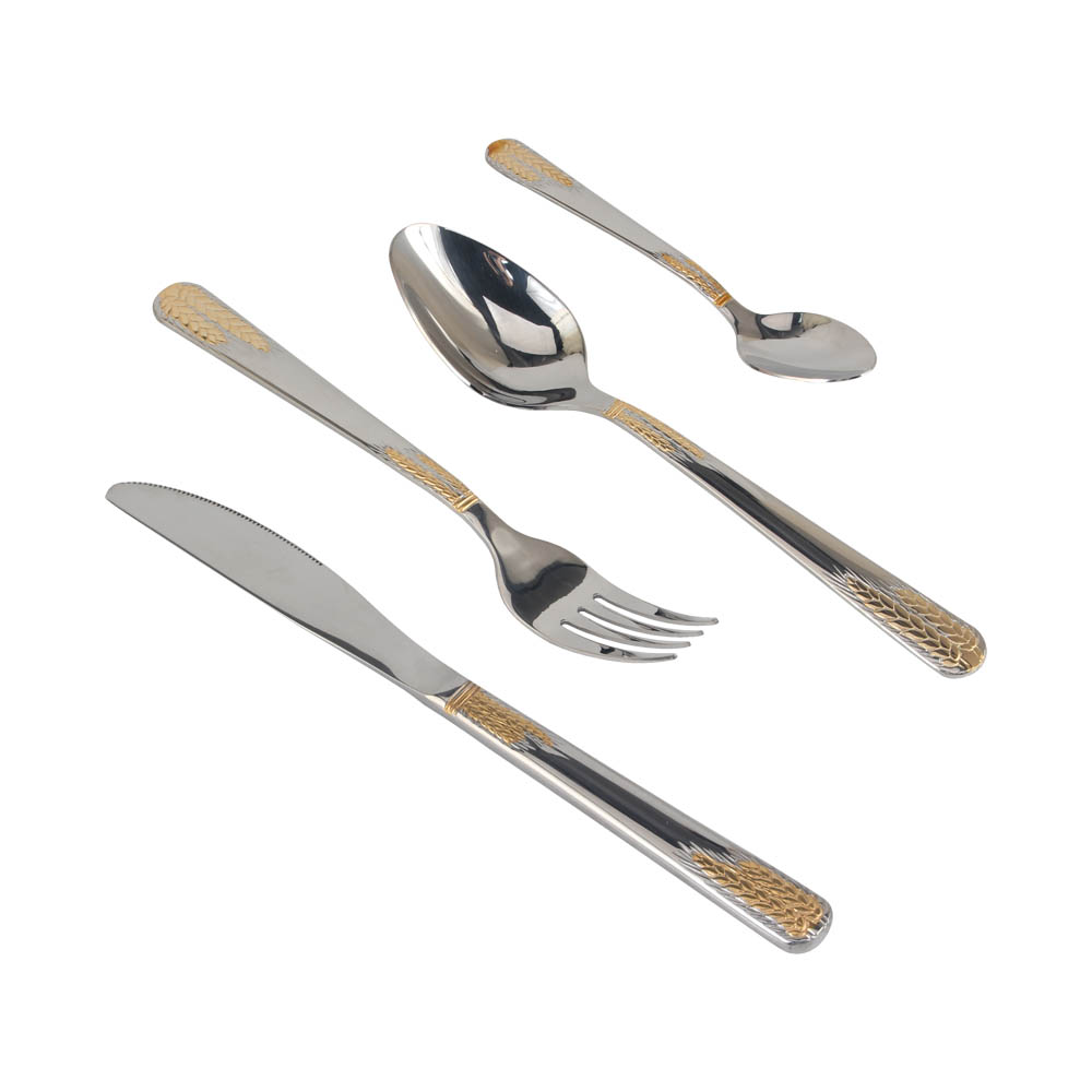 Stainless Steel Flatware Set, Mirror Polished Cutlery Set Utensil Set, Tableware Include Forks Spoons Knives for Home Restaurant, Beaded Handle — 4