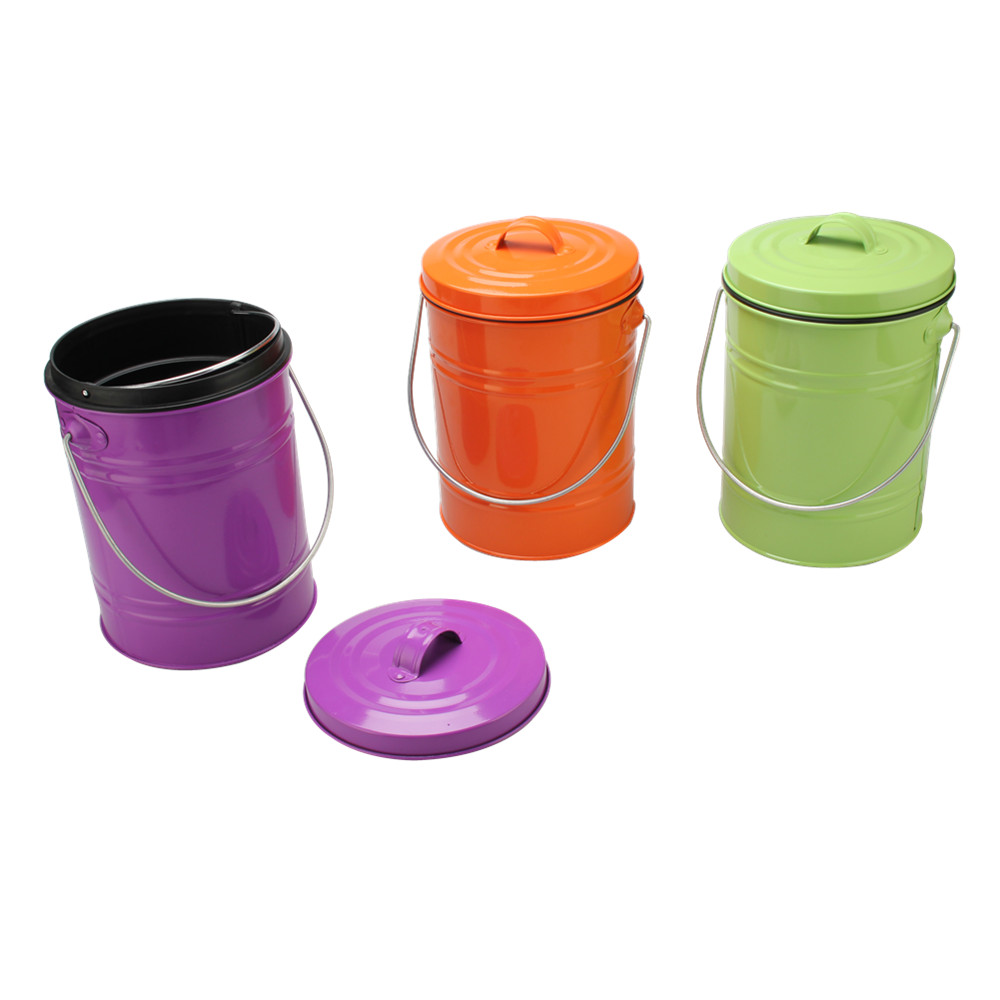 Indoor Multi-Color 0.8 Gallon Stainless Steel Compost Pail — 2