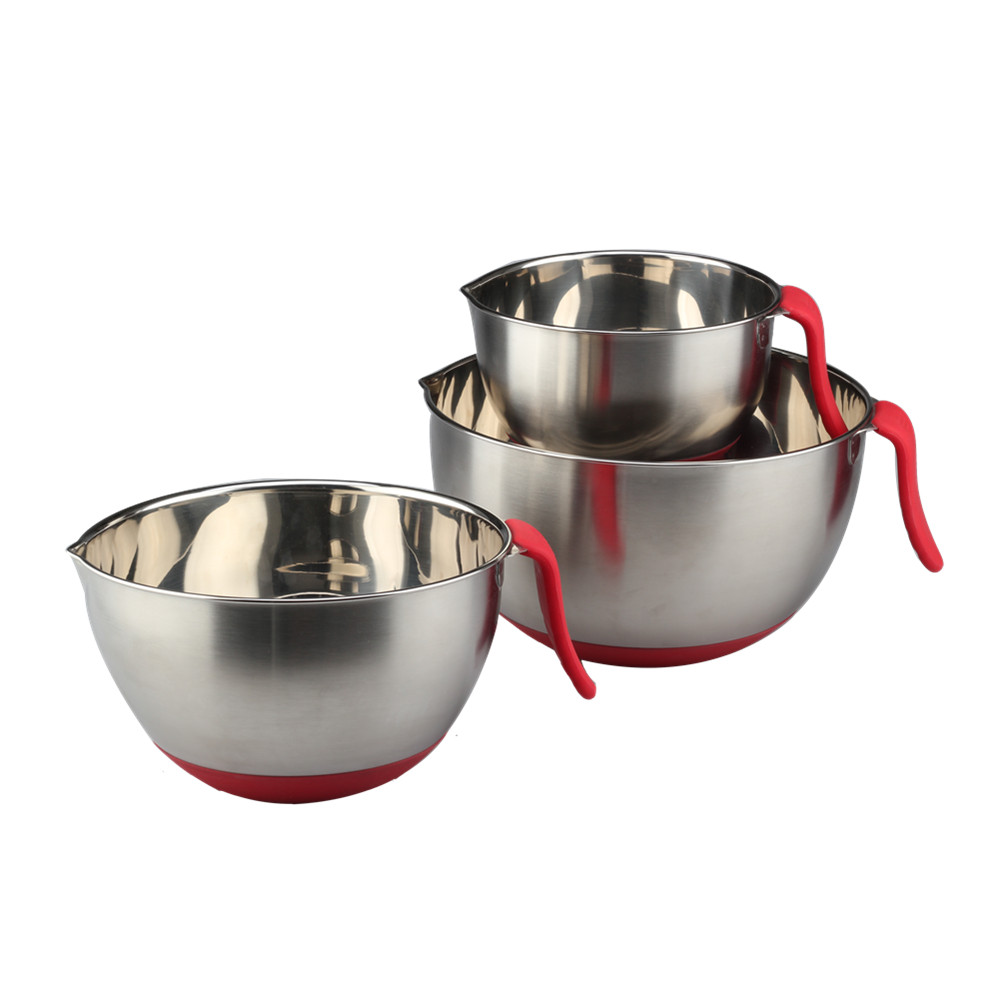 Stainless Steel Mixing Bowl Set With Long Handle — 2