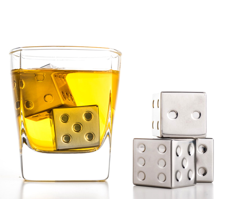 Dice Square Shape Whiskey Stone, Stainless Steel Ice Cubes With High Cooling