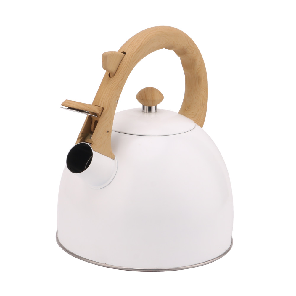 S/S Whistling Kettle - Wooden Handle-White — product information