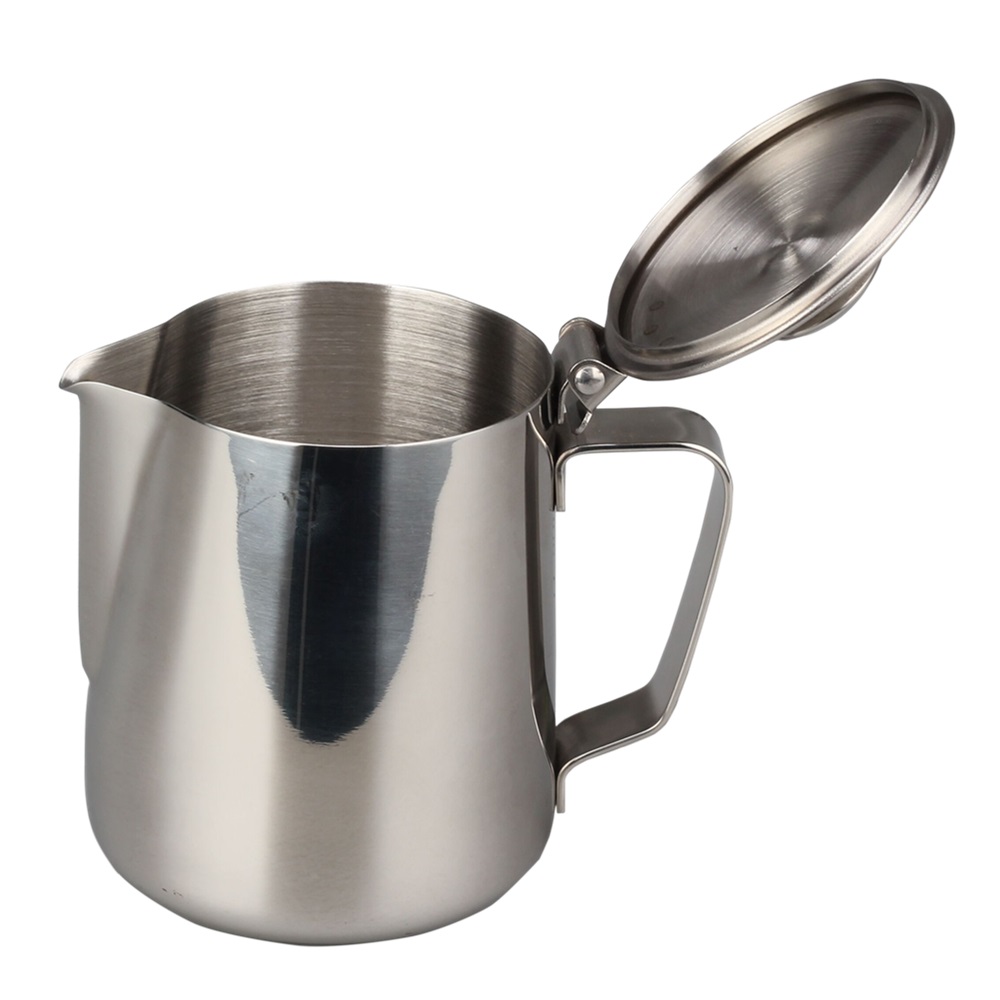 Stainless Steel Latte Milk Frothing Pitcher Jug With Lid — product information