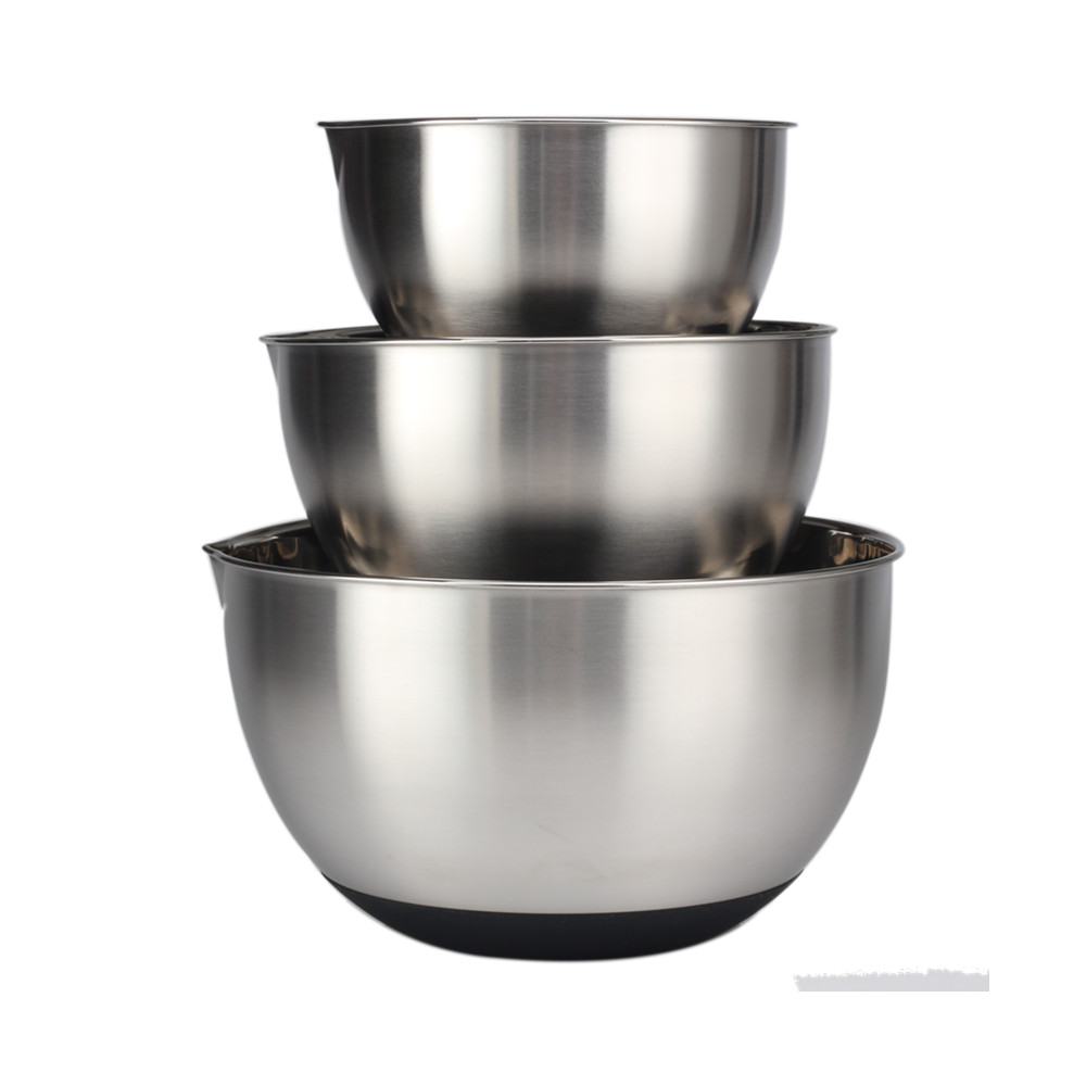 Set Of 3 Stainless Steel Mixing Bowls, Non Slip Silicone Base Bowls — 4
