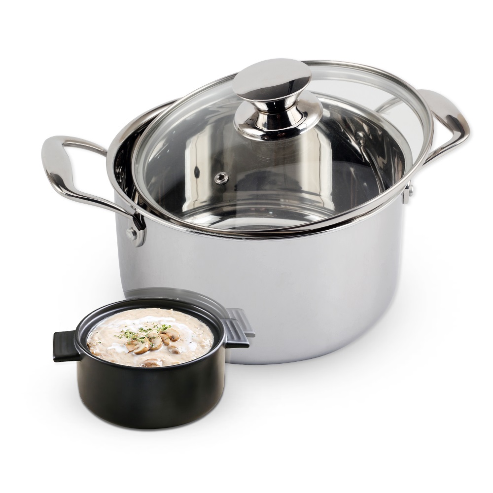 Tri-Ply Stainless Steel Induction Stock Pot Set With Lid — product information