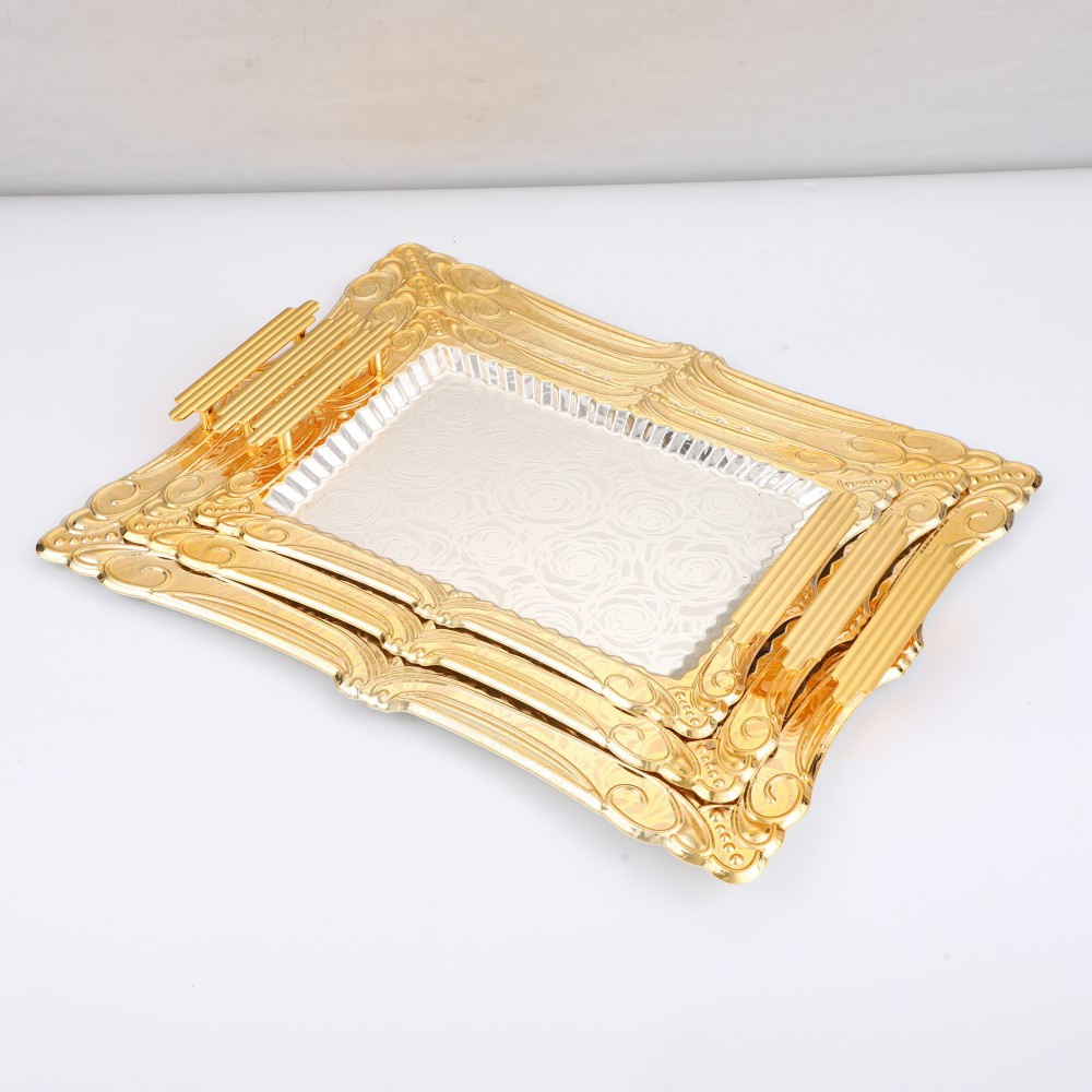 Rectangle Iron Cupcake Serving Tray Fruit Dessert Plates for Party — 3