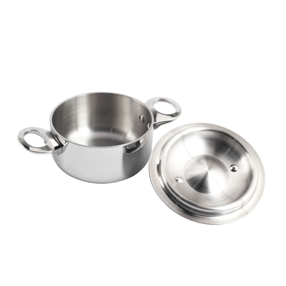 Silver Triply Mini Stainless Steel  Sauce Pot With Cover — 5
