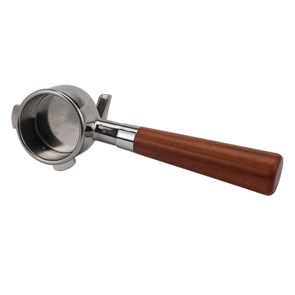 Double Spout Espresso Portafilter With Wood Handle — 3
