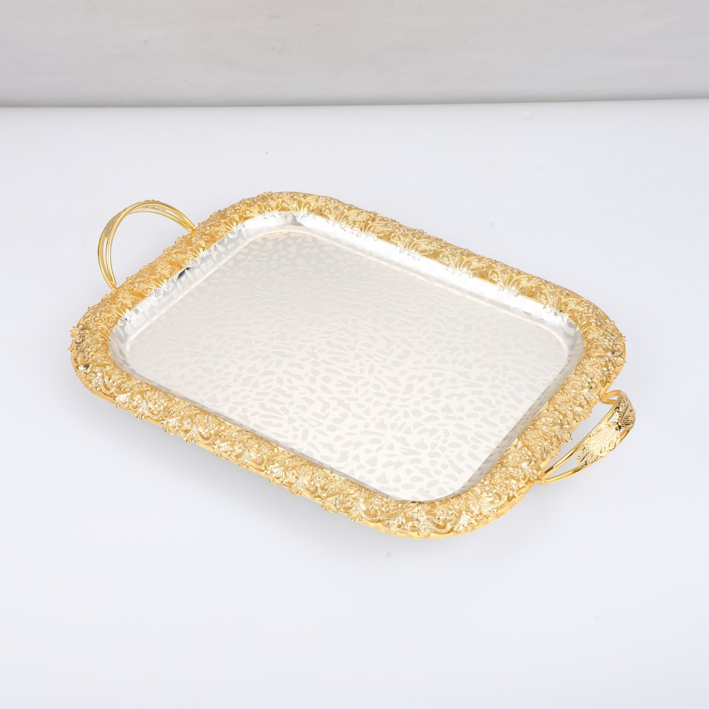 Coffee Serving Tray, Elegant Metal Serving Tray for Home Cafe — 3