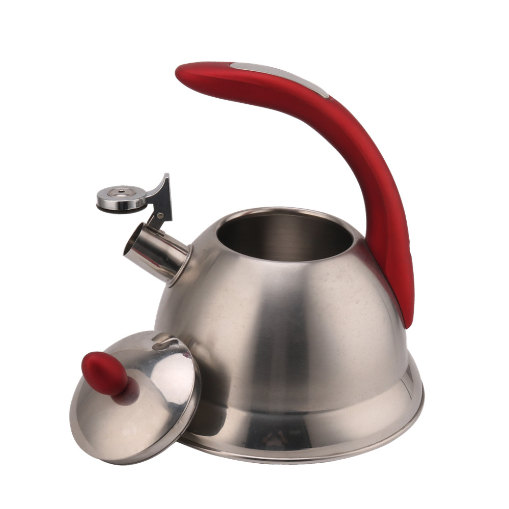 3 Litre Capacity Stainless Steel Whistling Tea Kettle-Red Handle — 4