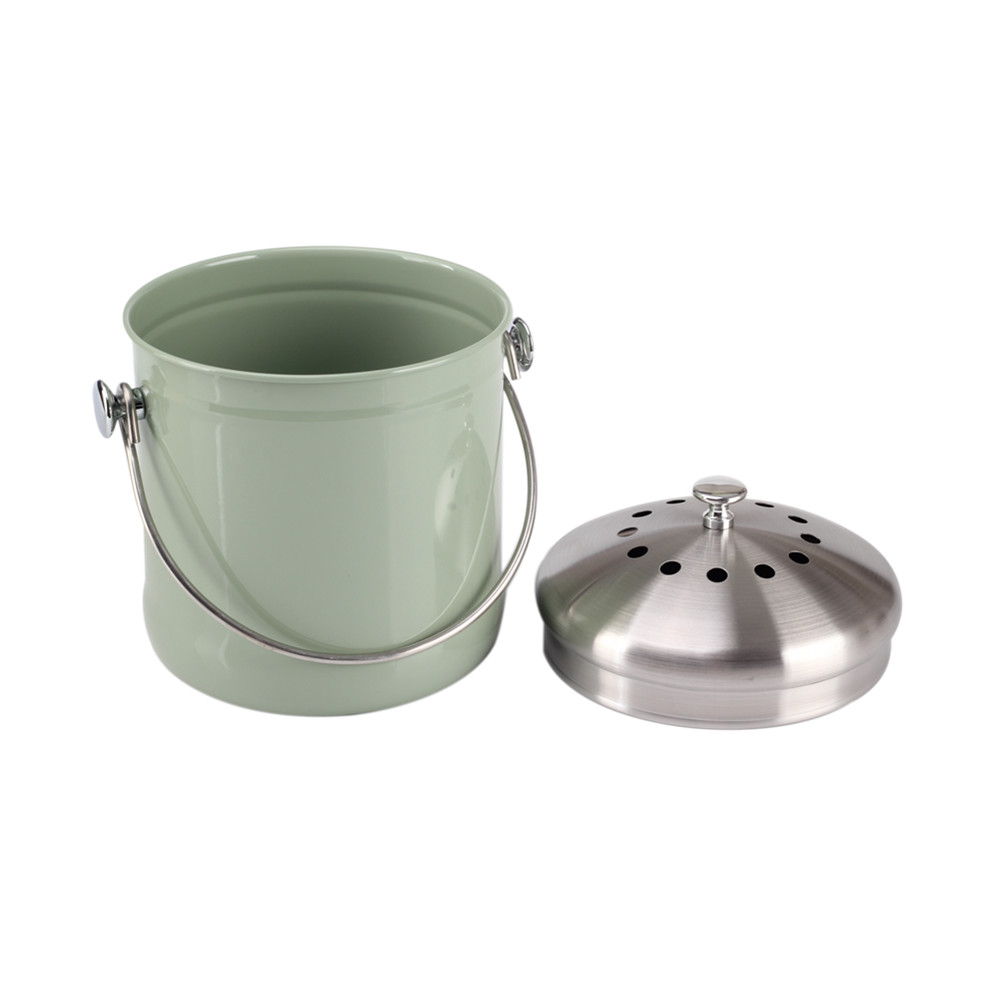 Mini 0.8 Gallon Stainless Steel Compost Bin With Lid, with Innovative Dual Filter Technology — 4