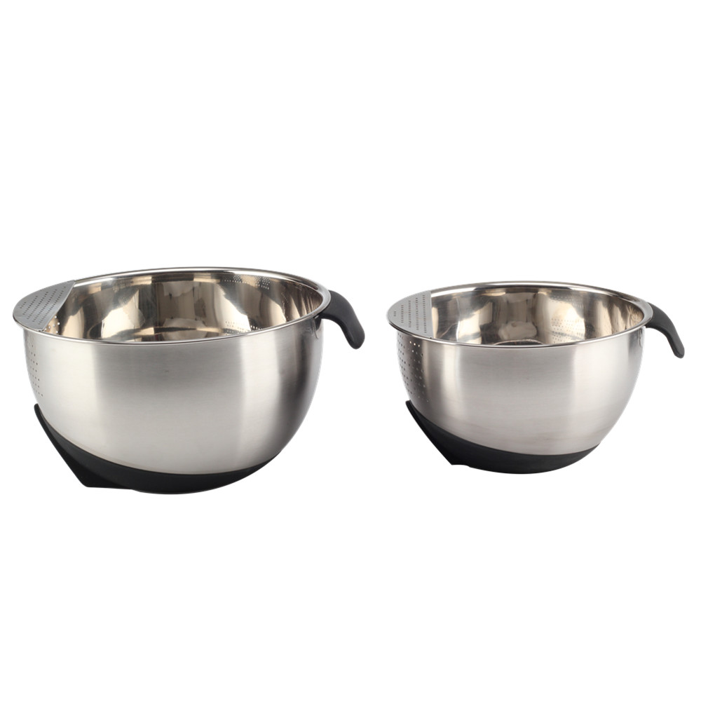 Rice Washer Strainer Bowl, Washing Bowl With Handle, Stainless Steel Colander — 2