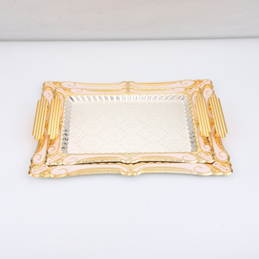 Rectangular Iron Tray Pattern Double Color, Coffee Tea Serving Tray — 3