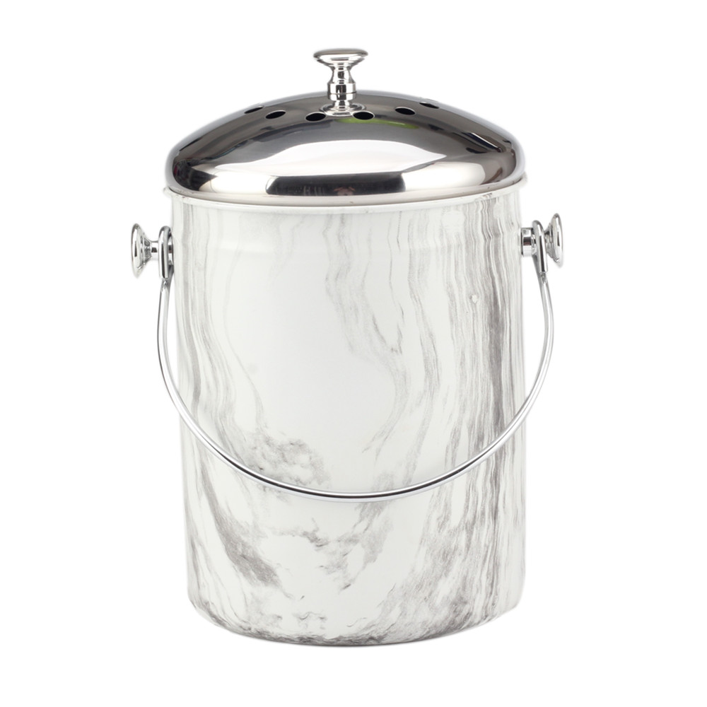 1.0/1.5 Gallon Stainless Steel Compost Bin With Lid, Odorless Composting Bin With Carbon Filters — product information