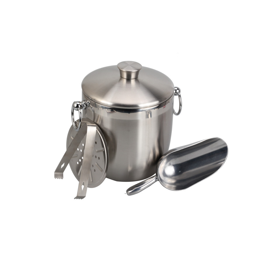 Stainless Steel Double Wall Ice Bucket, With Scoop — 4
