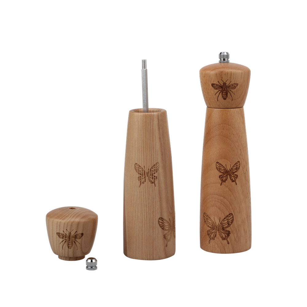 Modern Wooden Salt And Pepper Grinder, Refillable Salt & Pepper Mills Adjust for Customized Coarseness — 4