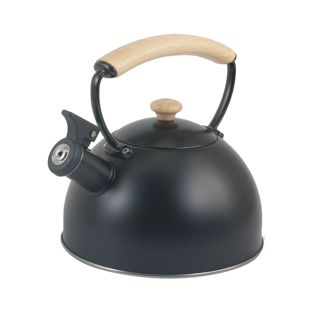 Whistling Kettle With Wood Grain Handle (Black) — 2