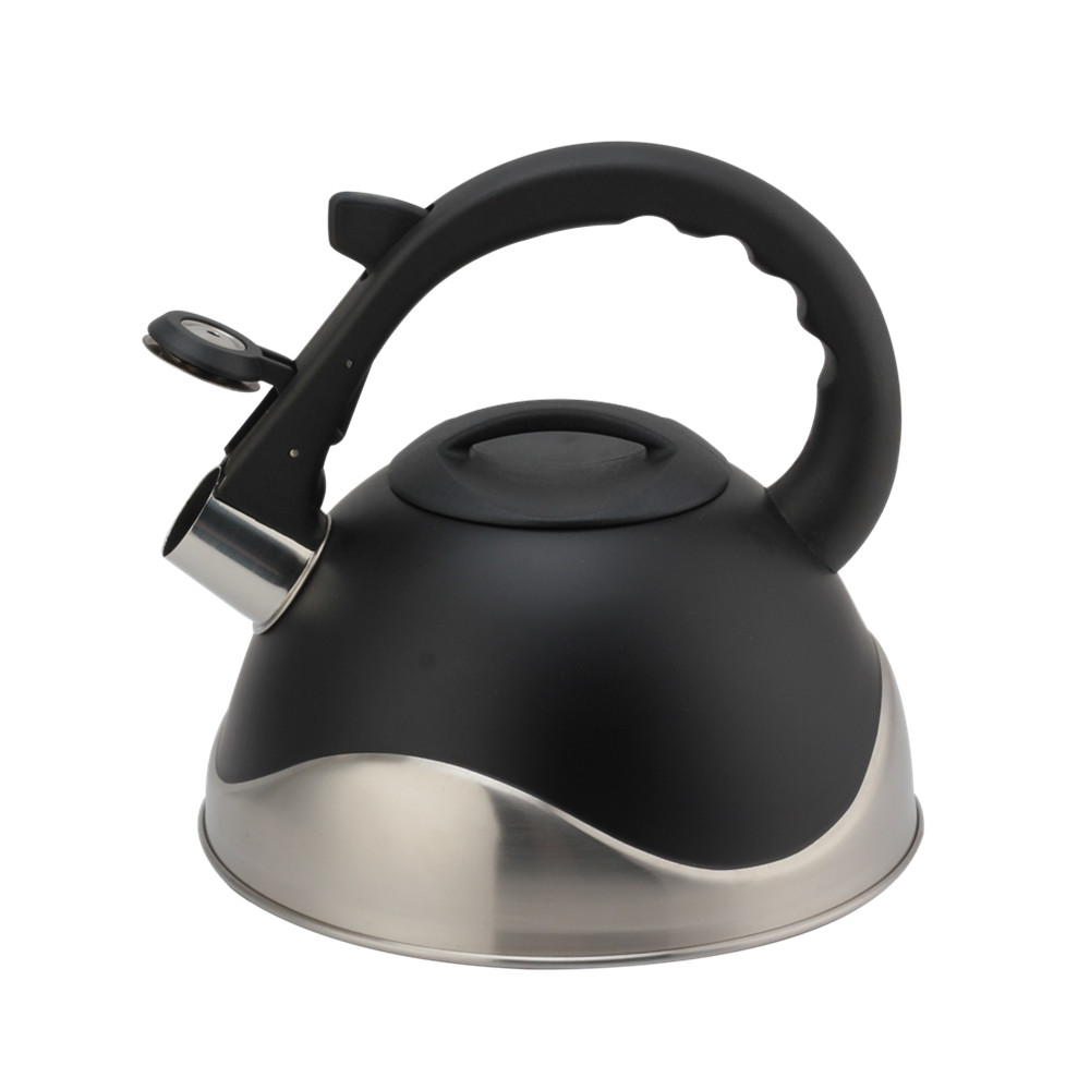 Stainless Steel Whistling Kettle, Ergonomic Handle, Black Color — 3