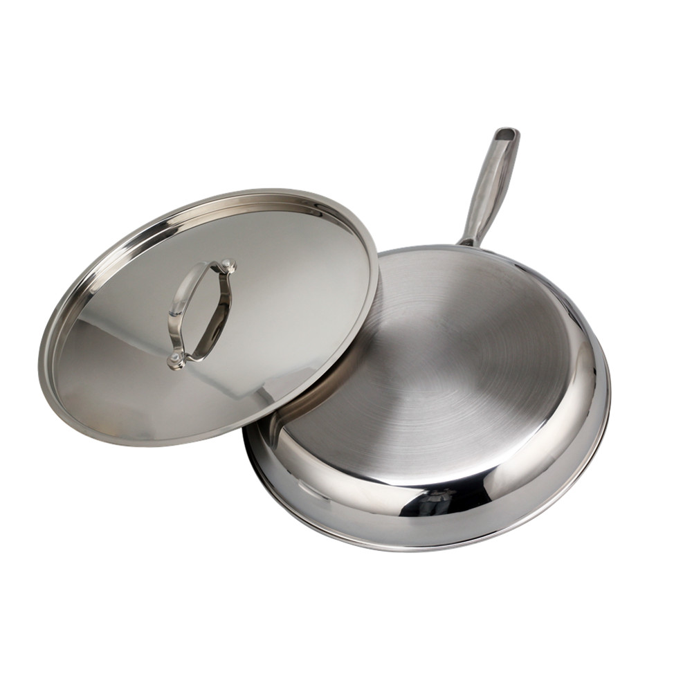 Triply Stainless Steel Frying Pan With Stainless Steel Lid — 7