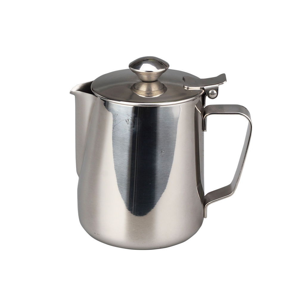 Stainless Steel Latte Milk Frothing Pitcher Jug With Lid — 4
