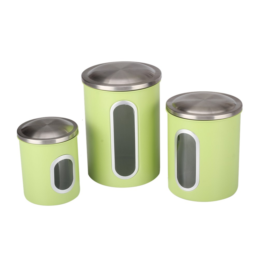 Airtight Stainless Steel Canisters Sets for The Kitchen With See Window — product information