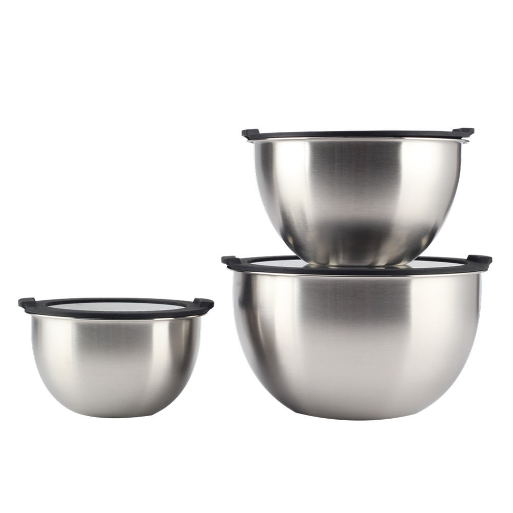 Stainless Steel Mixing Bowls With Transparent Clear Lids Set — 2