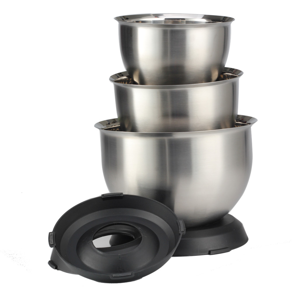 3 Sizes Stainless Steel Mixing Bowl Set With Silicon Base