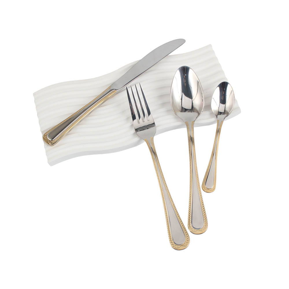 Stainless Steel Flatware Set, Mirror Polished Cutlery Set Utensil Set, Tableware Include Forks Spoons Knives for Home Restaurant, Beaded Handle — 9