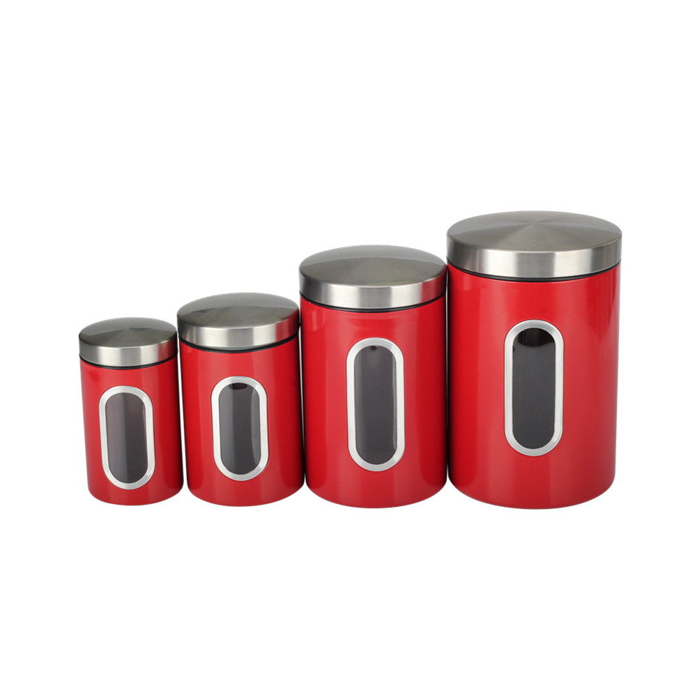 Airtight Stainless Steel Canisters Sets for The Kitchen With See Window