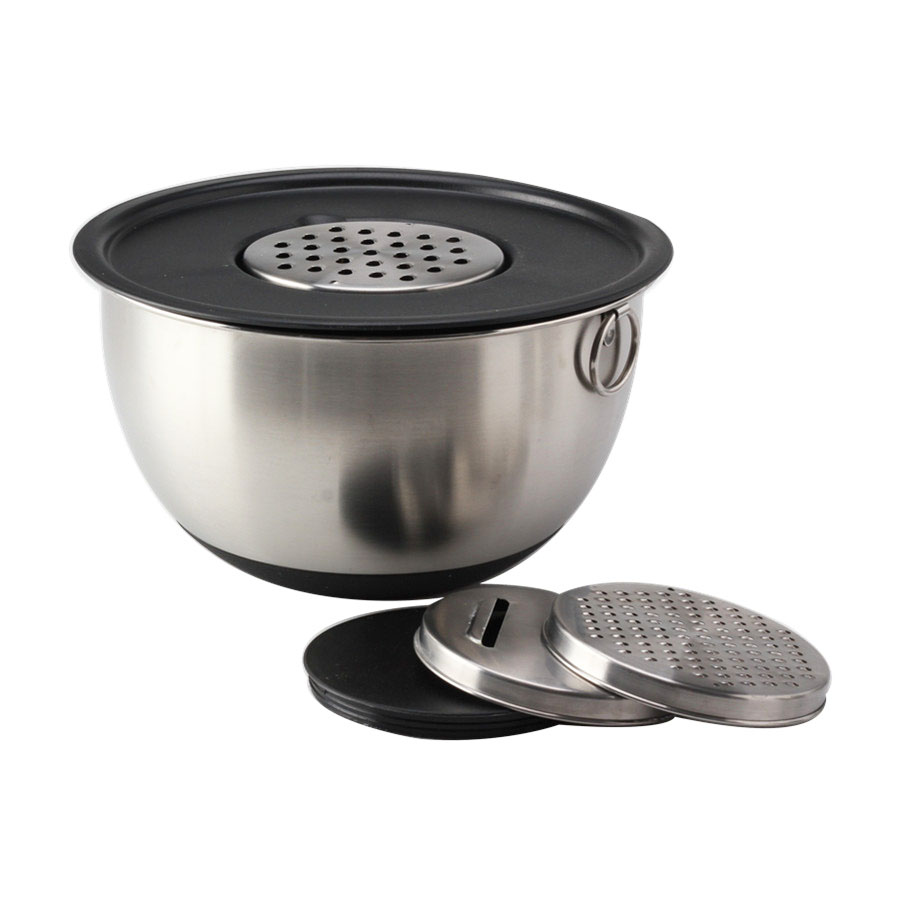 Stainless Steel Salad Bowl With 3 Different Grater (Only 5QT Has Grater) — 3