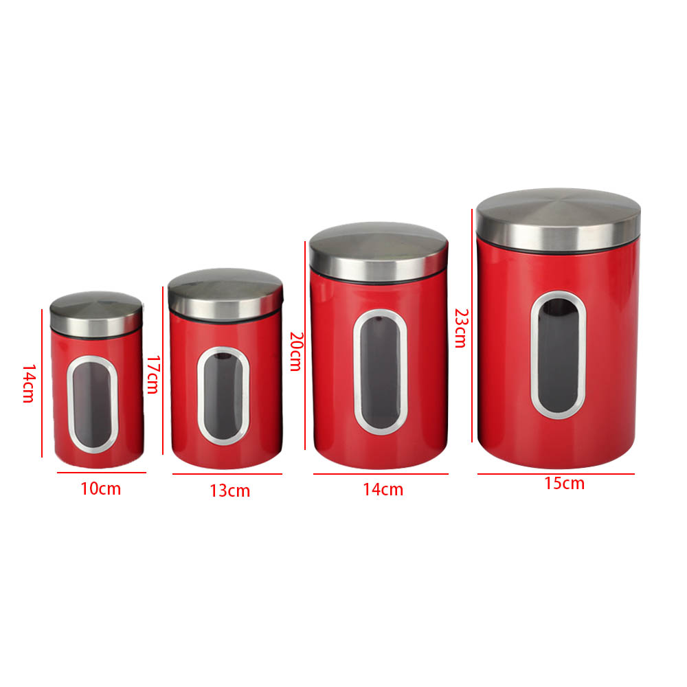 Airtight Stainless Steel Canisters Sets for The Kitchen With See Window — product information