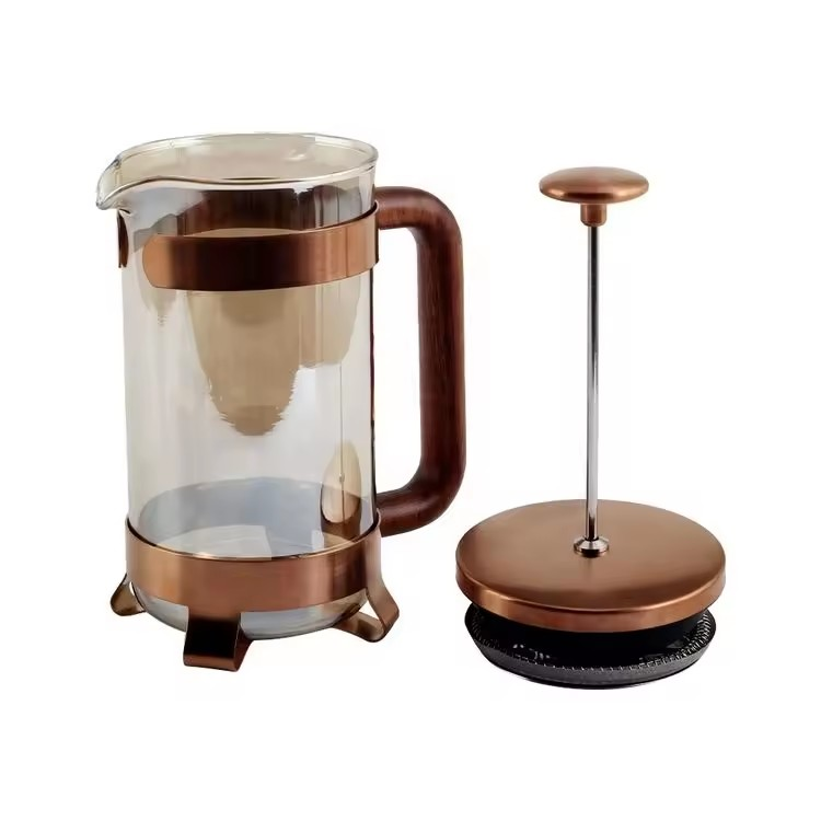 Wood Handle Glass Coffee French Press — product information
