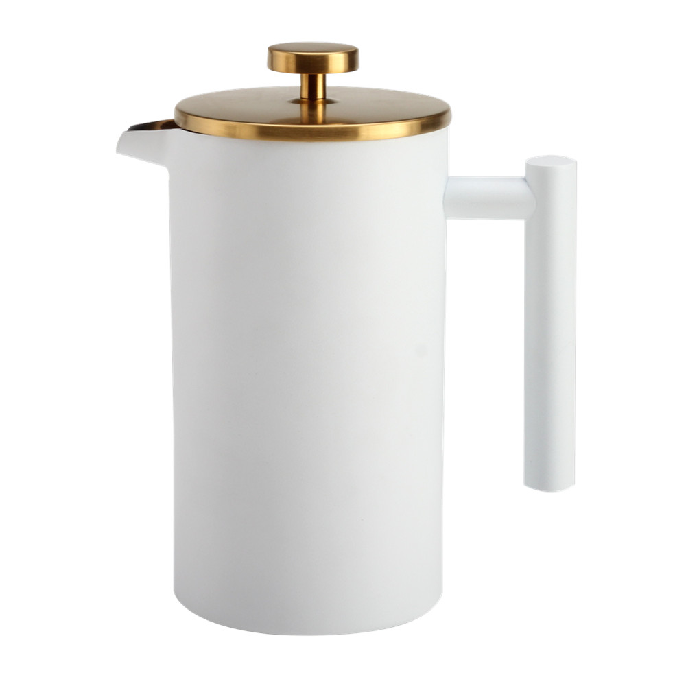 White Stainless Steel French Press Coffee Maker — product information